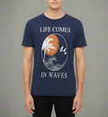 LIFE COMES IN WAVES on our 4 Corners Crew neck (Navy)
