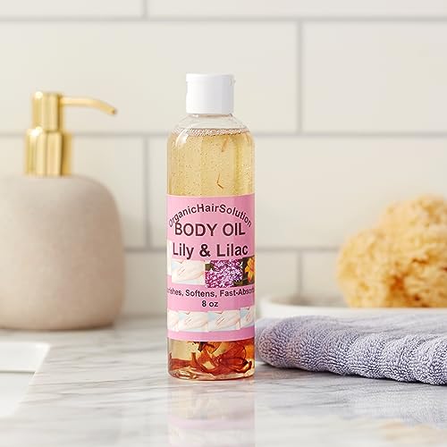 Nourishing Body Oil- (Lily Lilac Scent) Vegan Skin Moisturizer- Anti Aging- Bath- Massage - Natural Plant-Based Oil-Moisturizes Your Skin