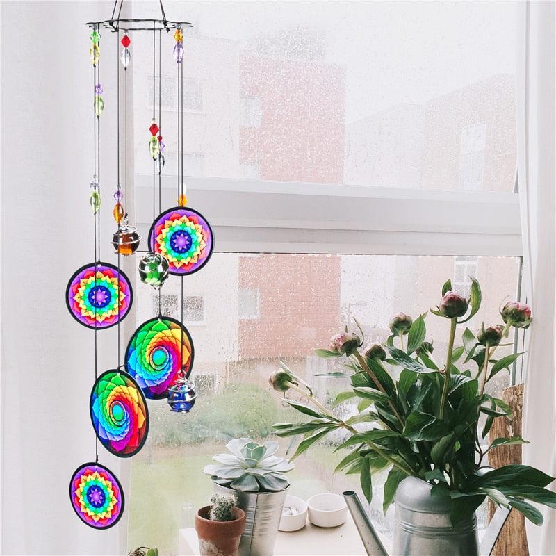 Memorial Wind-chimes Crystal Ball Rainbow Maker Window Sun-catcher Hanging Fengshui Wind Chimes Decoration For Patio Balcony Garden Ornaments Decor For Window Home Garden