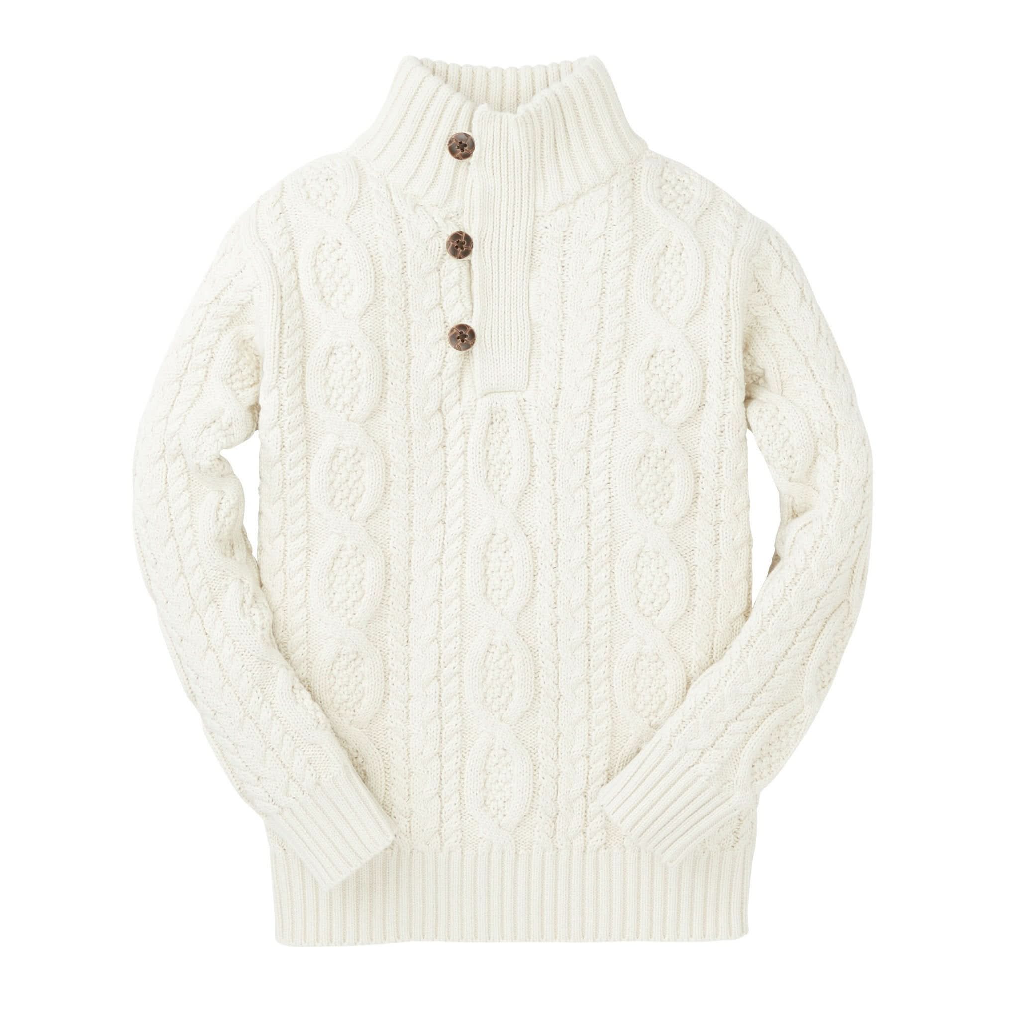 Mock Neck Organic Cable Sweater with Buttons - Baby