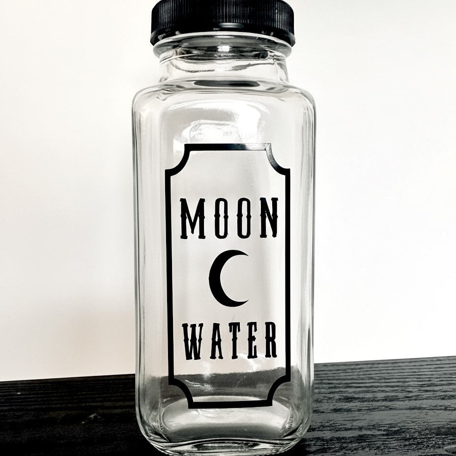 Moon Water Charging Glass Jar 8oz – Necklace Holder – Goth Candles Handmade