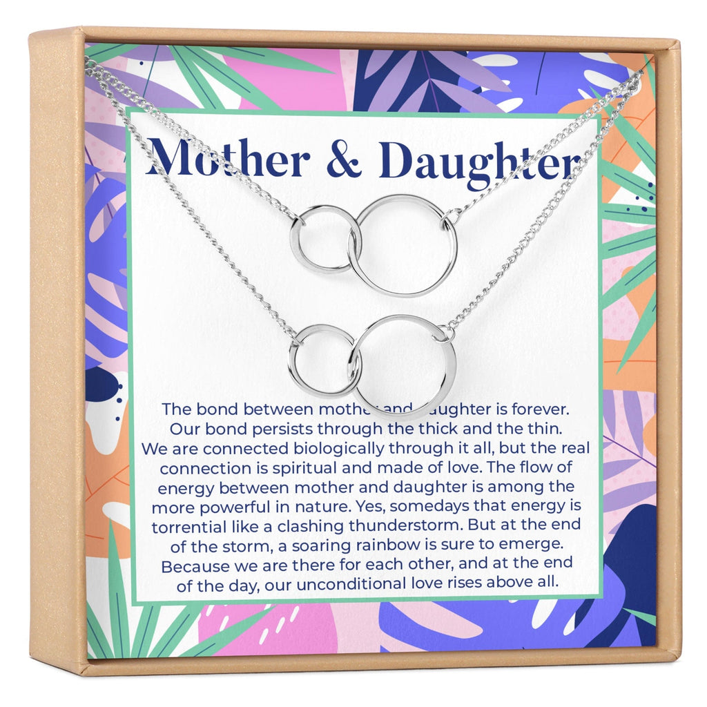 Mother & Daughter Double Circles Necklace Set