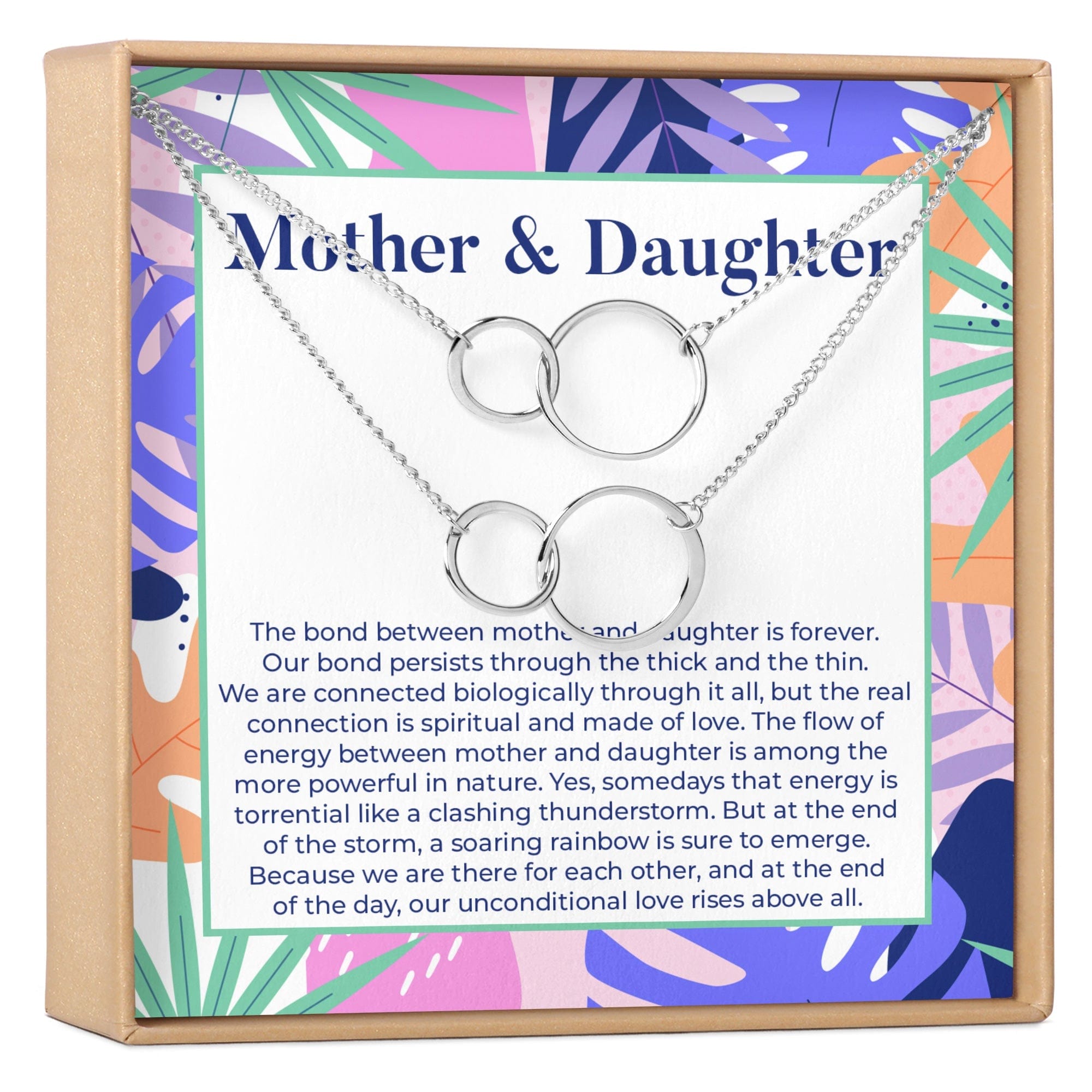 Mother & Daughter Double Circles Necklace Set