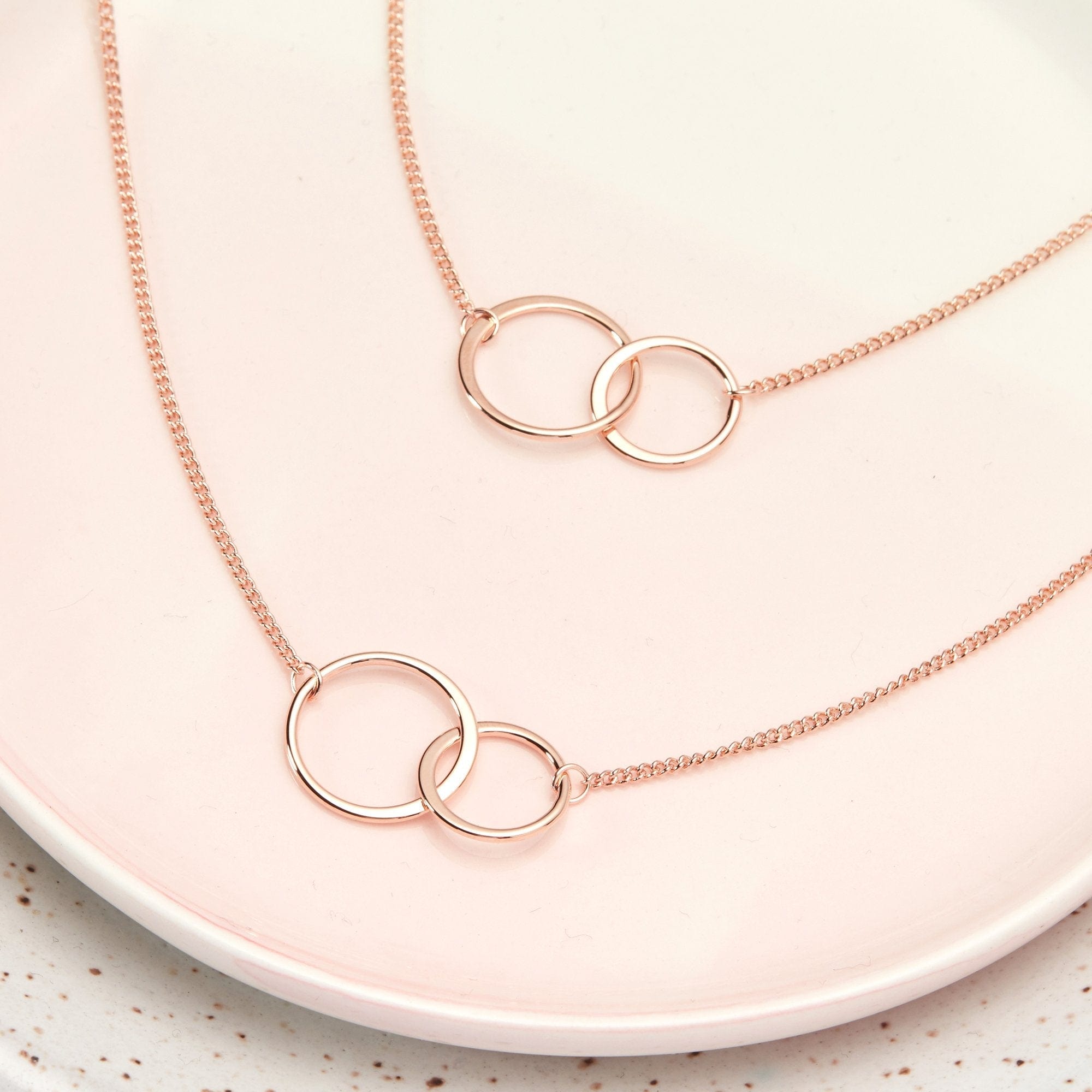 Mother & Daughter Double Circles Necklace Set