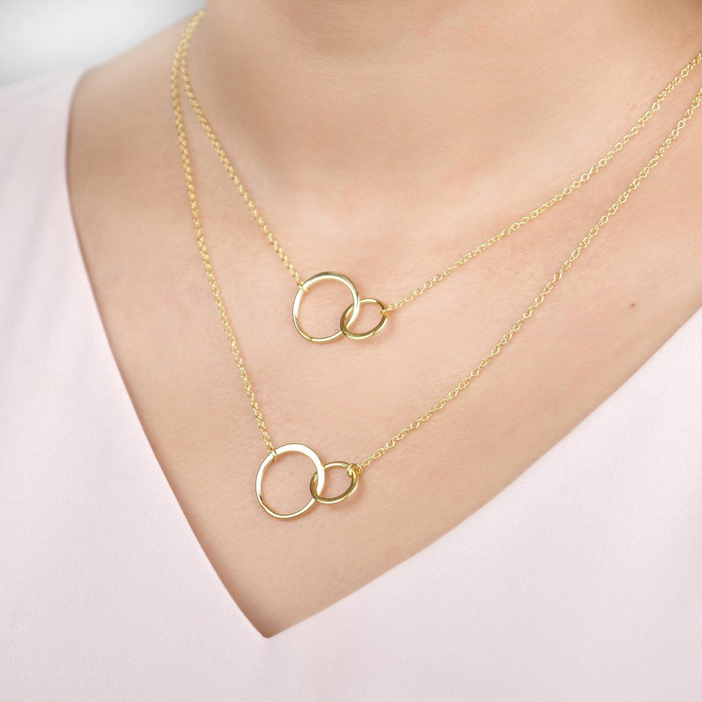 Mother & Daughter Double Circles Necklace Set