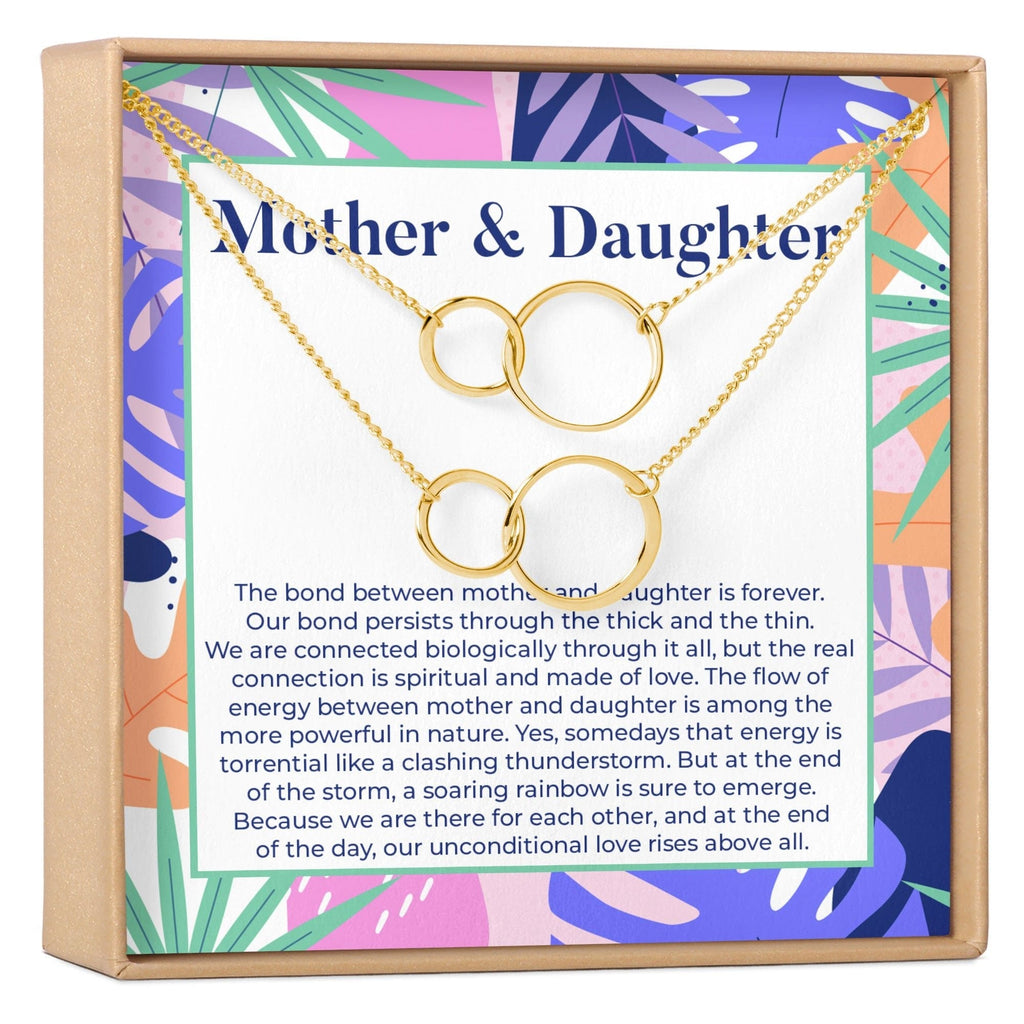 Mother & Daughter Double Circles Necklace Set