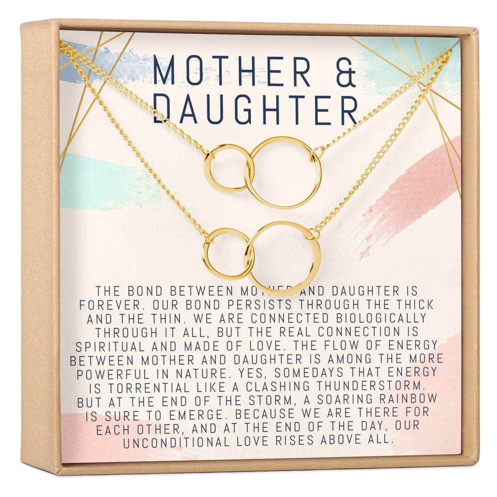 Mother & Daughter Double Circles Necklace Set