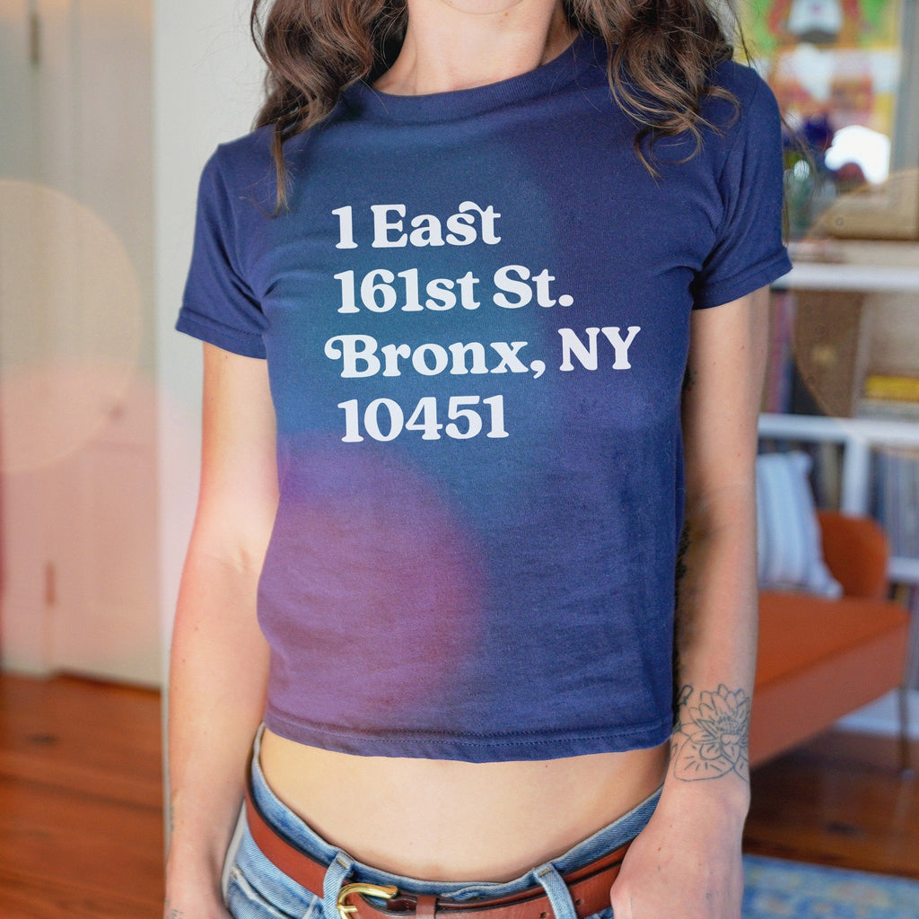 New York Baseball Stadium NYY Address Women's Baby Tee