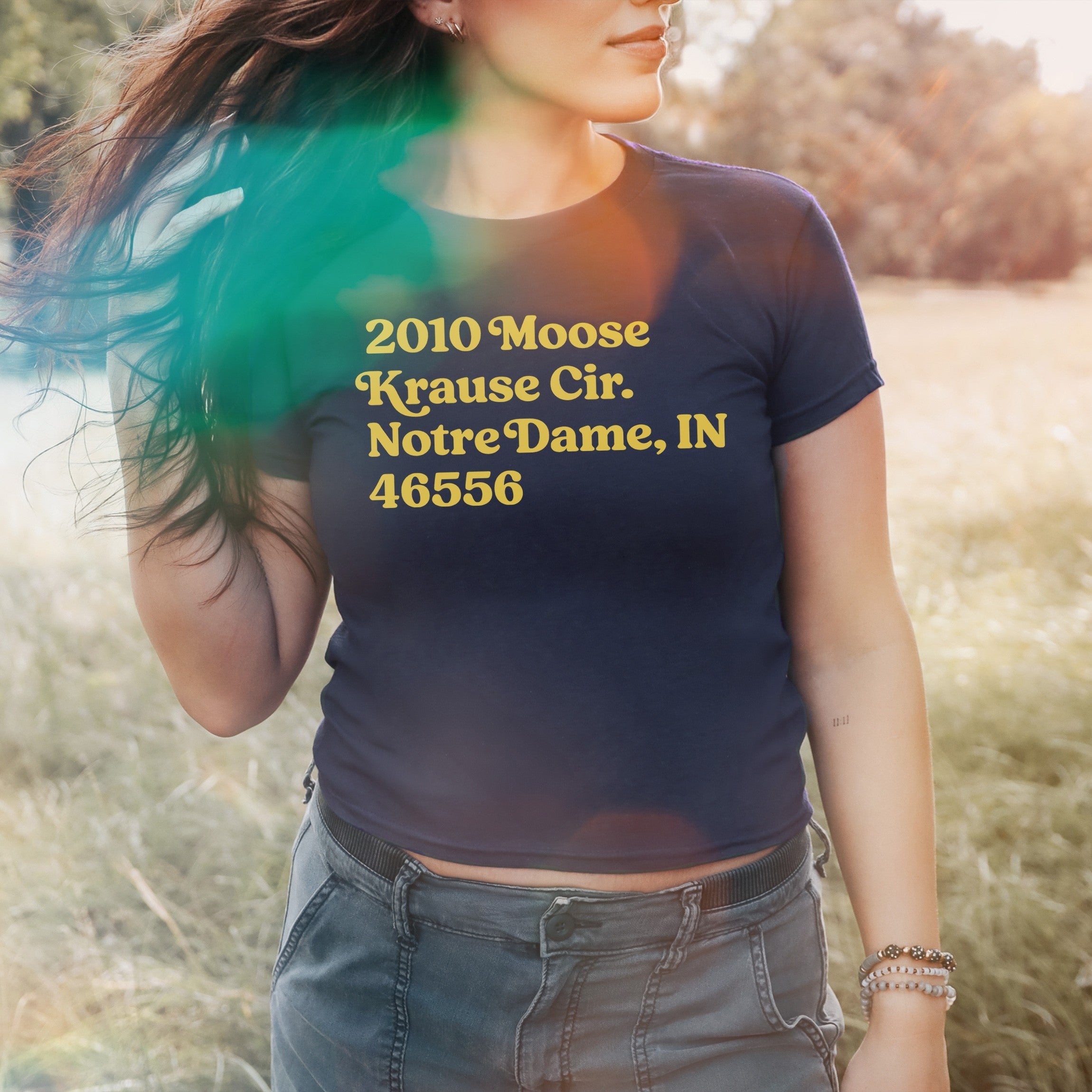 Notre Dame Football Stadium Address Women's Baby Tee
