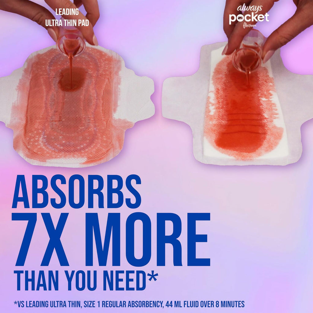 Always Pocket Flexfoam Pads with Wings 22 Count Size 1 Regular