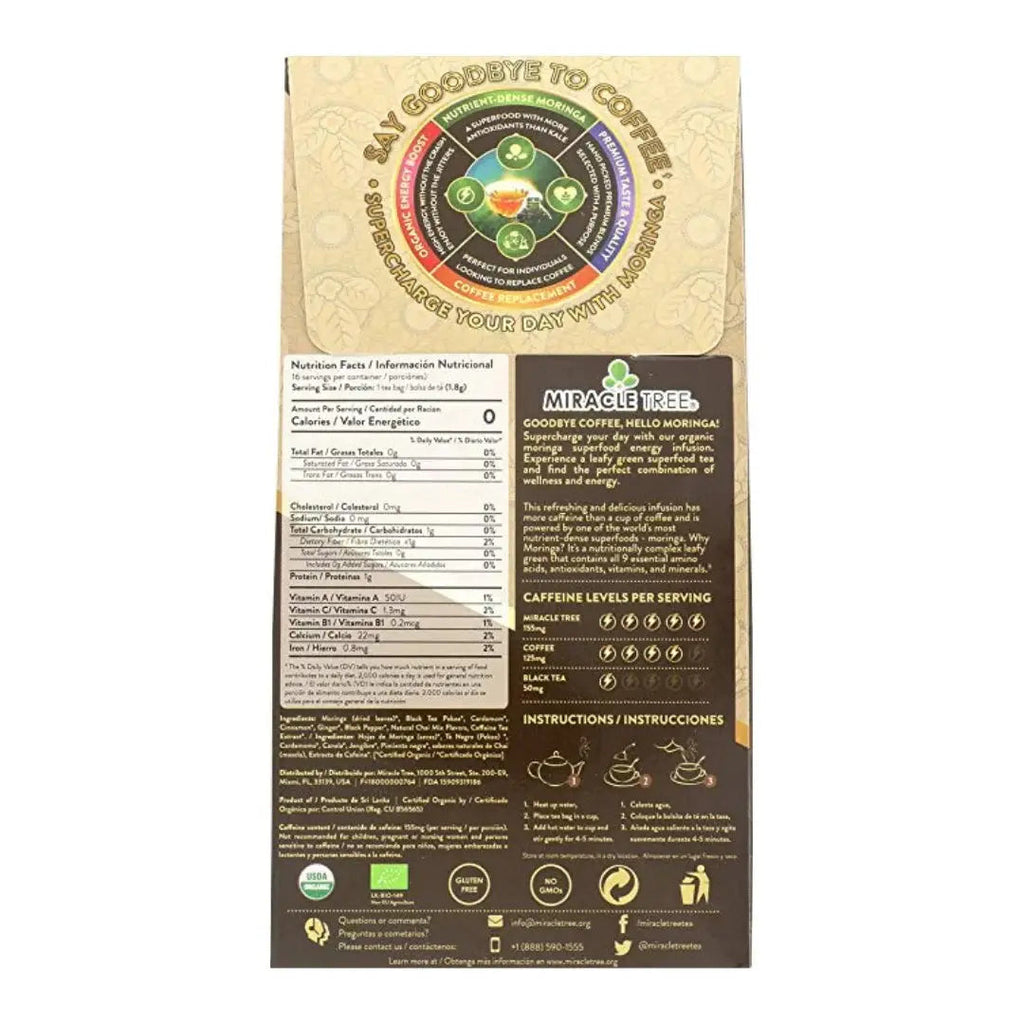 Organic Moringa Energy Tea - Chai Spice - Natural Coffee Alternative