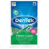 DenTek Fresh Clean Floss Picks for Extra Tight Teeth, Mouthwash Blast, 75 Count