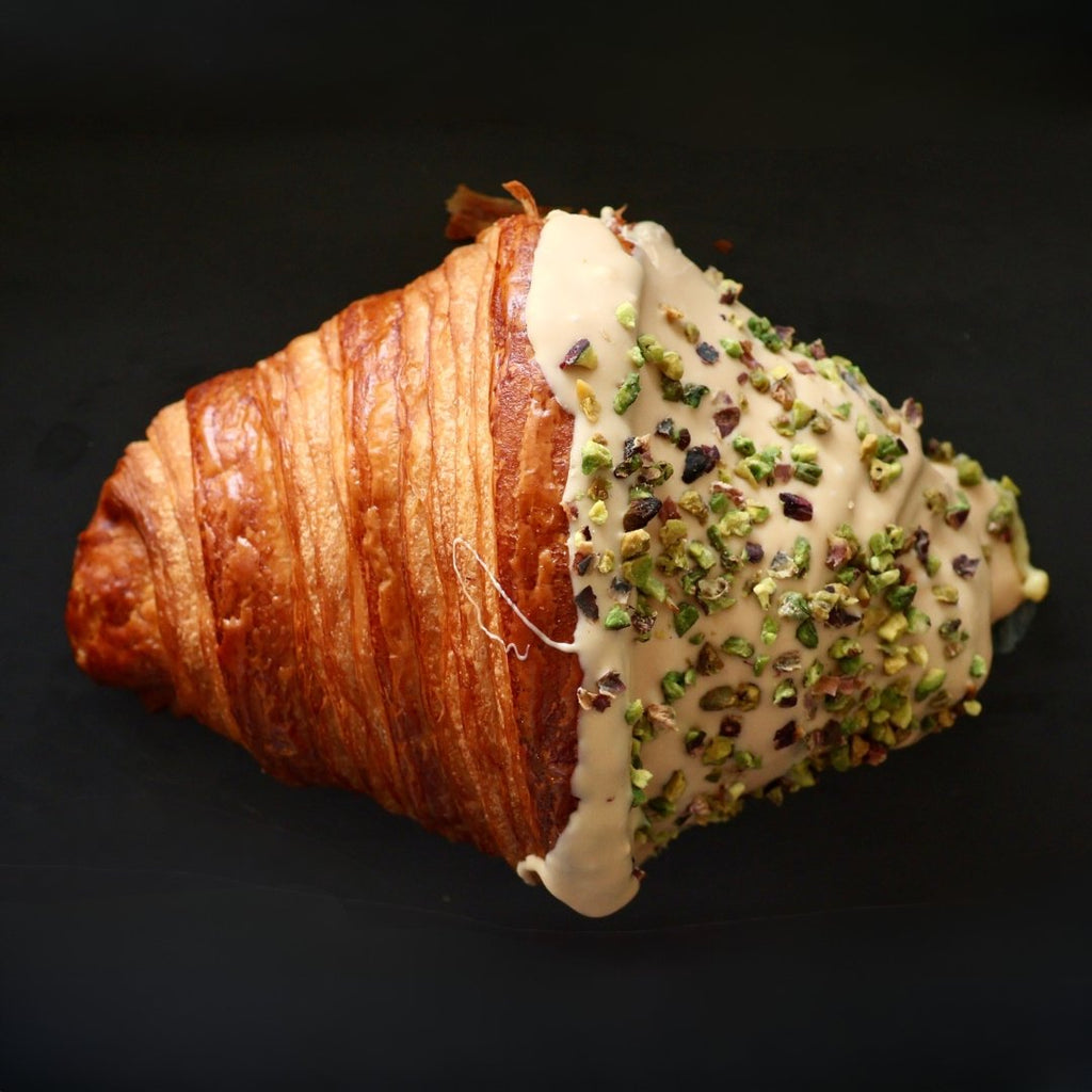 Andy Anand Sugar Free white Chocolate Pistachios Croissants, 10 Pcs - 2 lbs. Handcrafted Guilt-Free Treats with Rich Chocolate Filling Inside and Crunchy Toasted Pistachios Topping