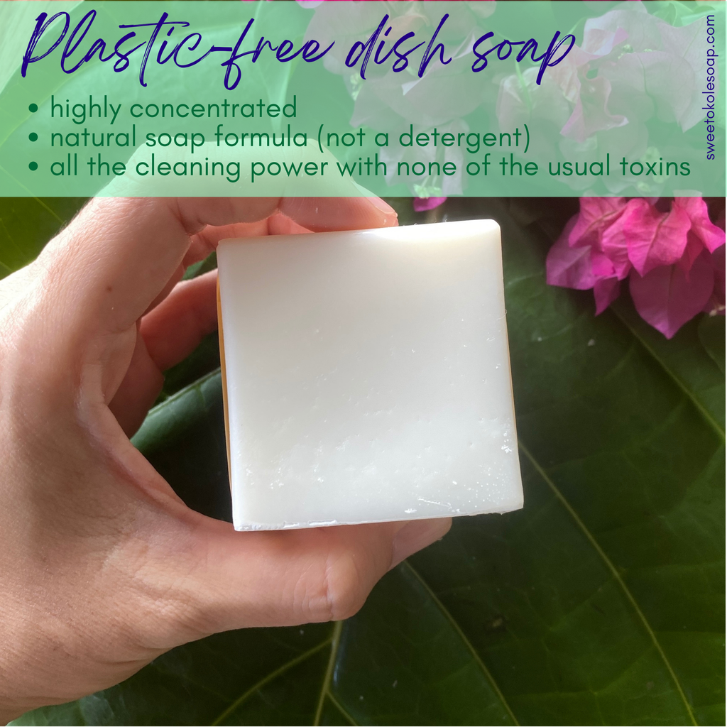 Solid Dish Soap Bar Non-Toxic, Unscented, Plastic-Free Dishwashing