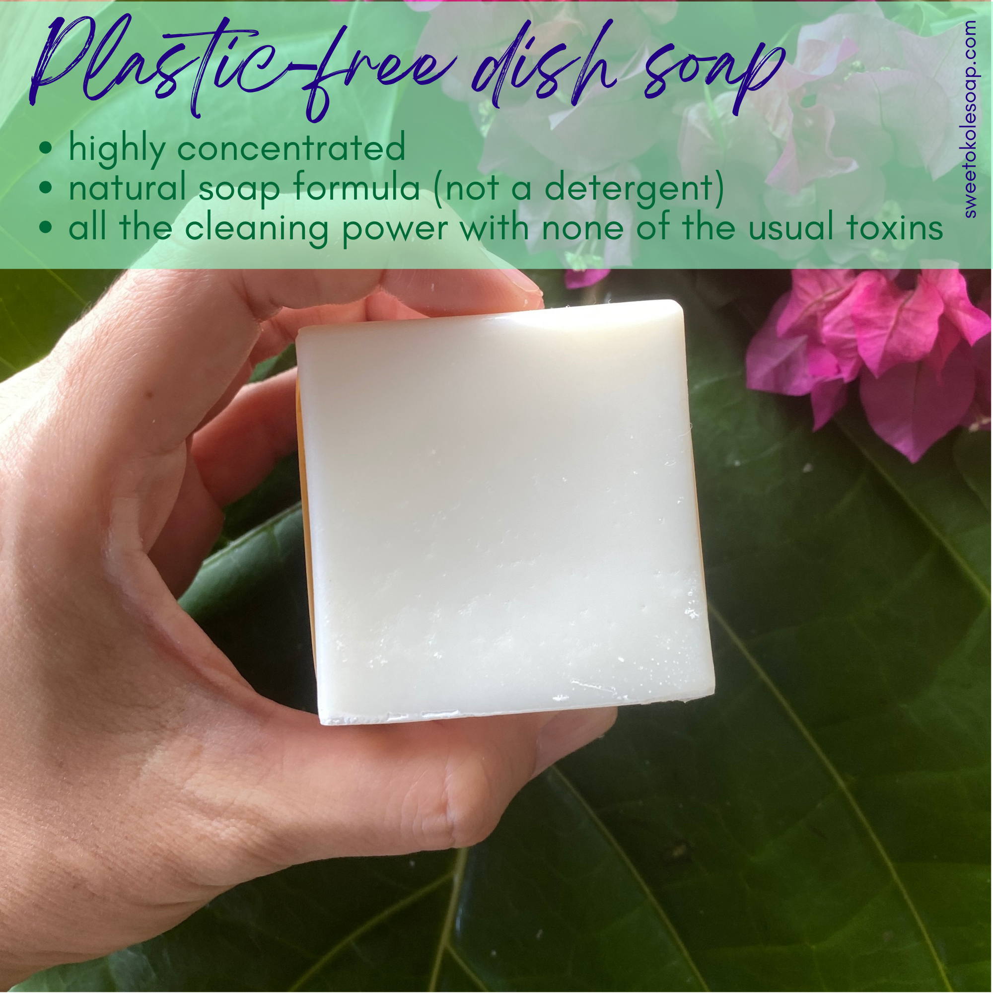 Solid Dish Soap Bar Non-Toxic, Unscented, Plastic-Free Dishwashing