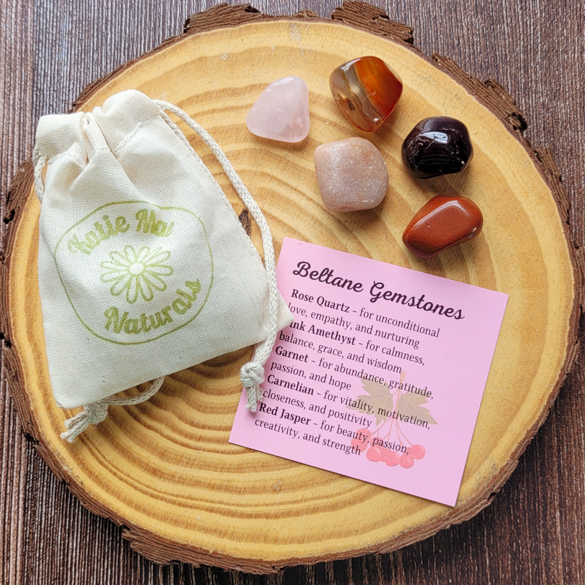 Beltane Gemstone Set – Crystal Collection for Love, Passion, Growth & Spring Rituals