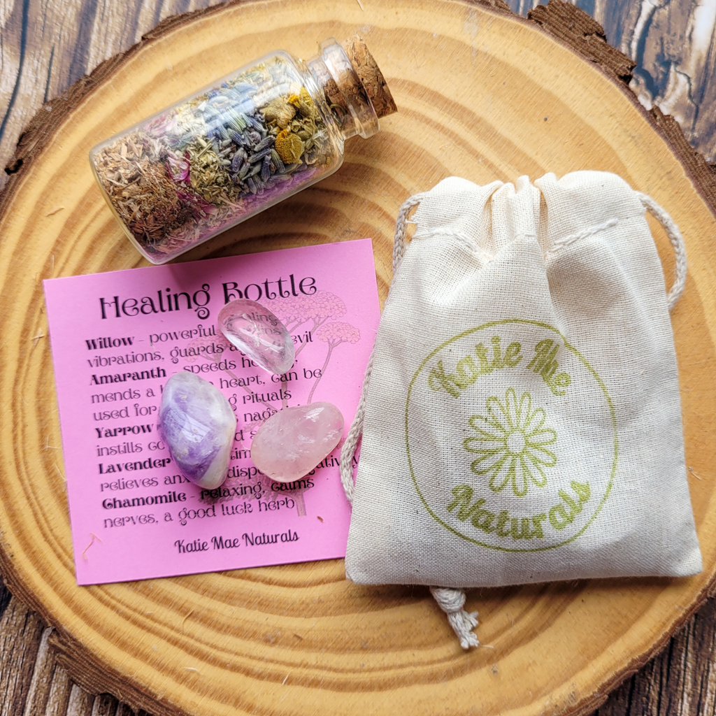 Healing Spell Bottle and Crystals Intention Setting Kit