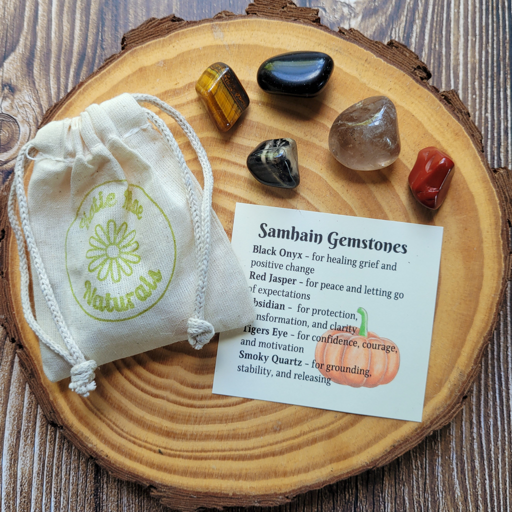 Samhain Gemstone Set – Autumn Ritual Crystal Collection for Protection, Reflection & Grounding
