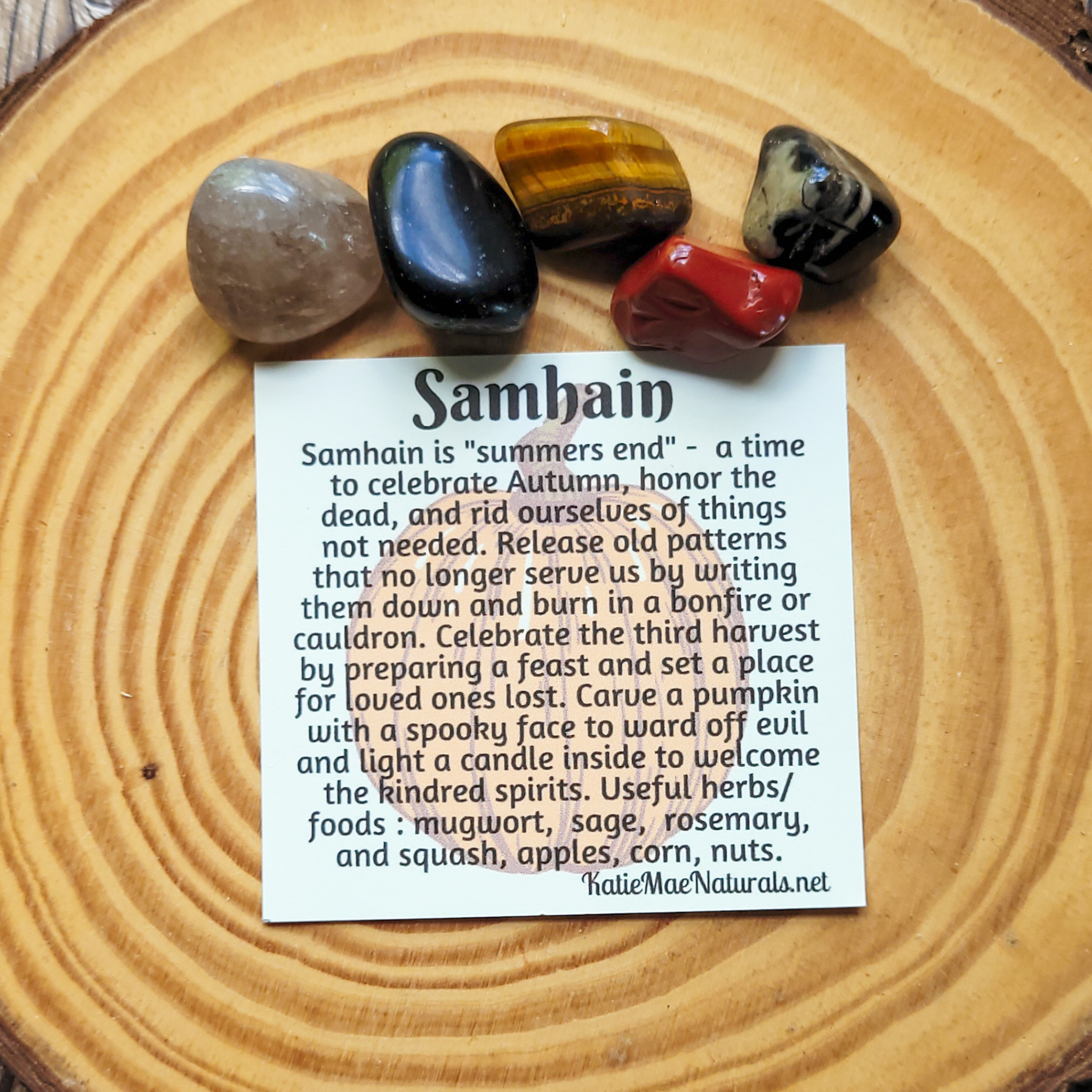Samhain Gemstone Set – Autumn Ritual Crystal Collection for Protection, Reflection & Grounding