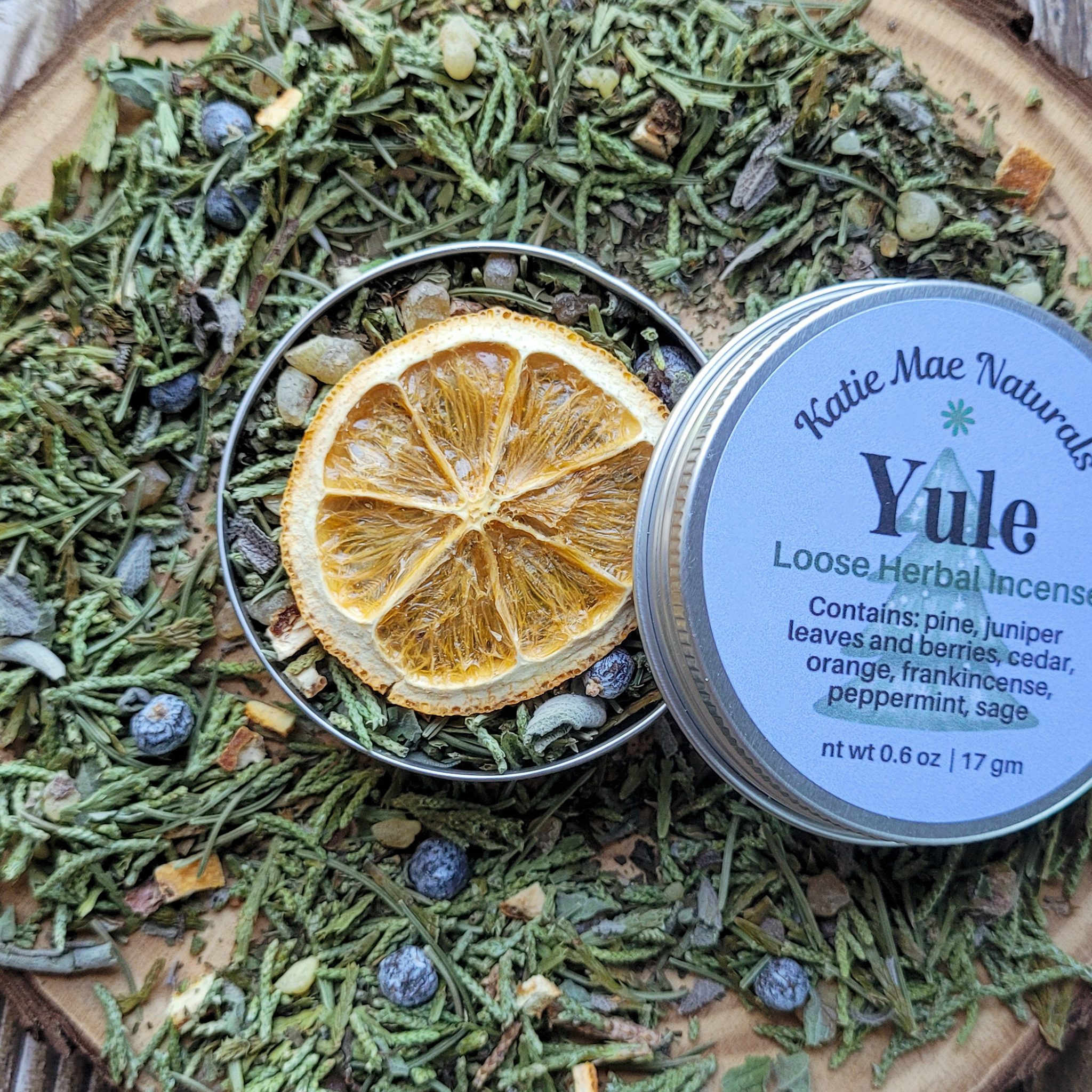 Yule Herbal Incense – Pine Cedar Frankincense Blend for Winter Solstice Rituals & Renewal