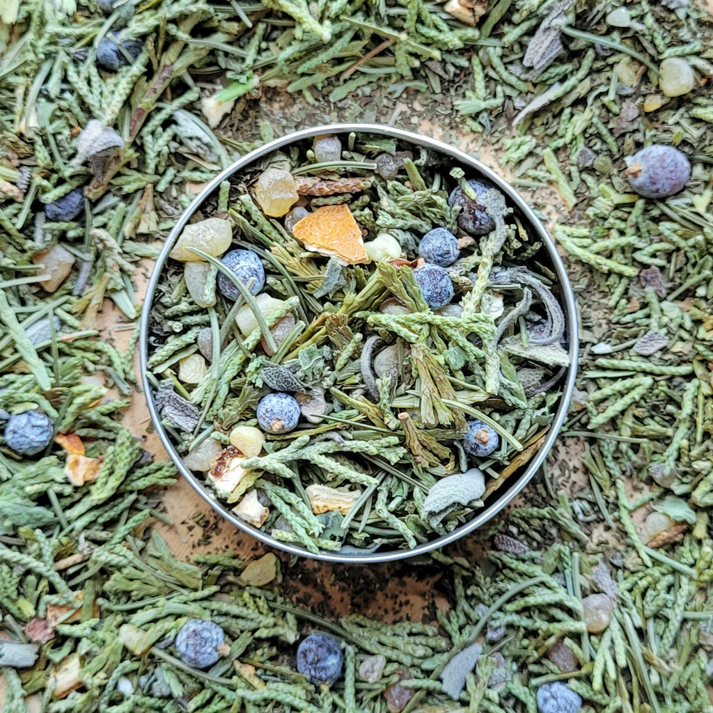 Yule Herbal Incense – Pine Cedar Frankincense Blend for Winter Solstice Rituals & Renewal