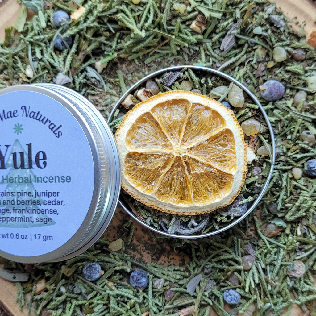 Yule Herbal Incense – Pine Cedar Frankincense Blend for Winter Solstice Rituals & Renewal