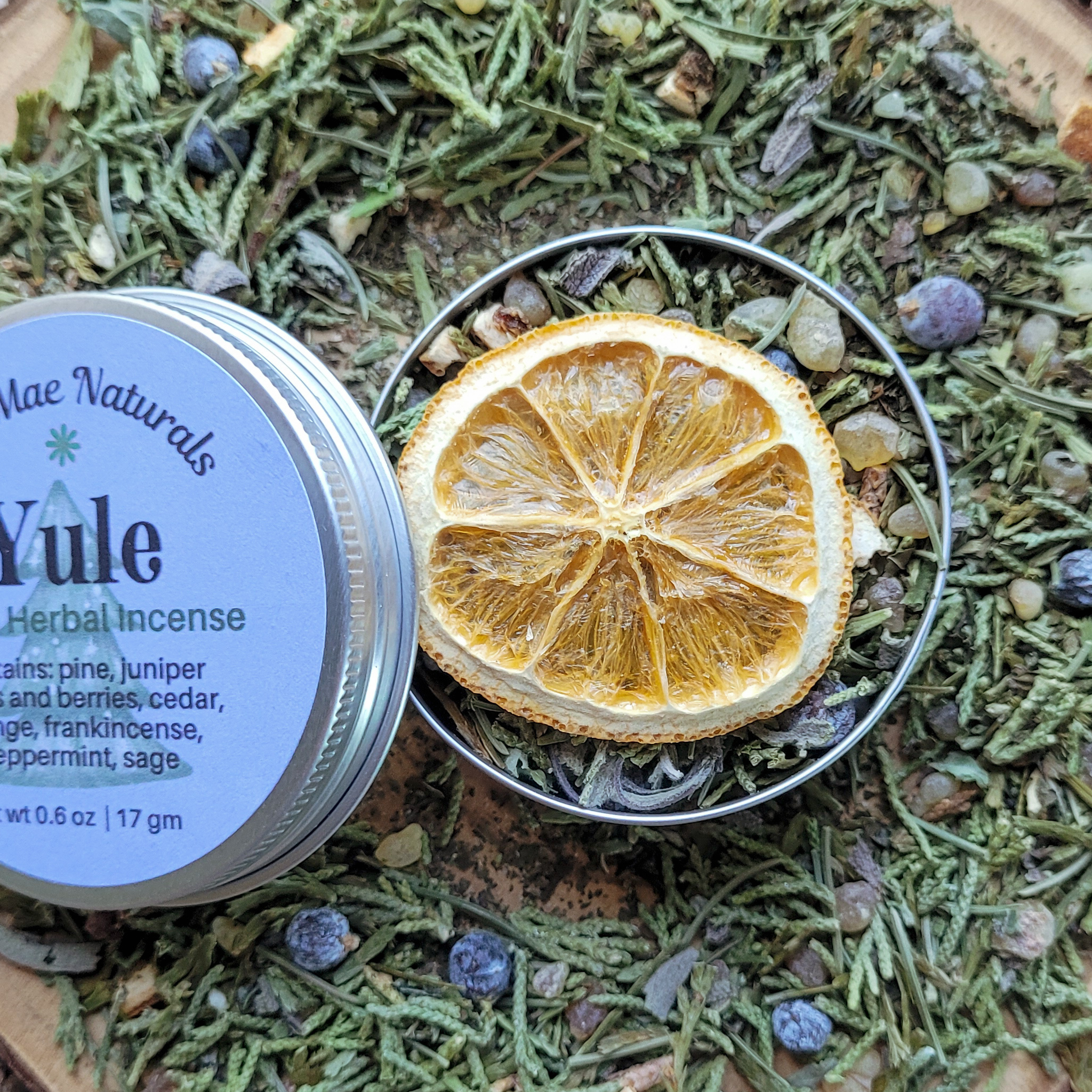 Yule Herbal Incense – Pine Cedar Frankincense Blend for Winter Solstice Rituals & Renewal