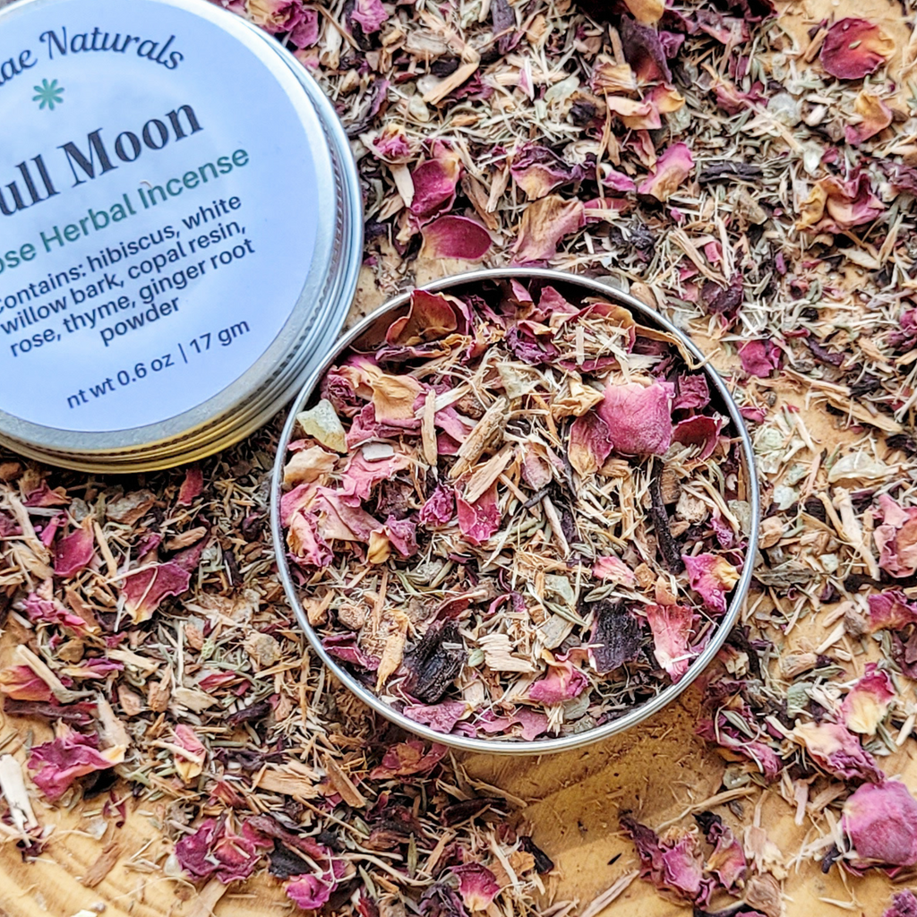 Full Moon Herbal Incense – Rose Hibiscus Copal Blend for Lunar Rituals, Intuition & Reflection