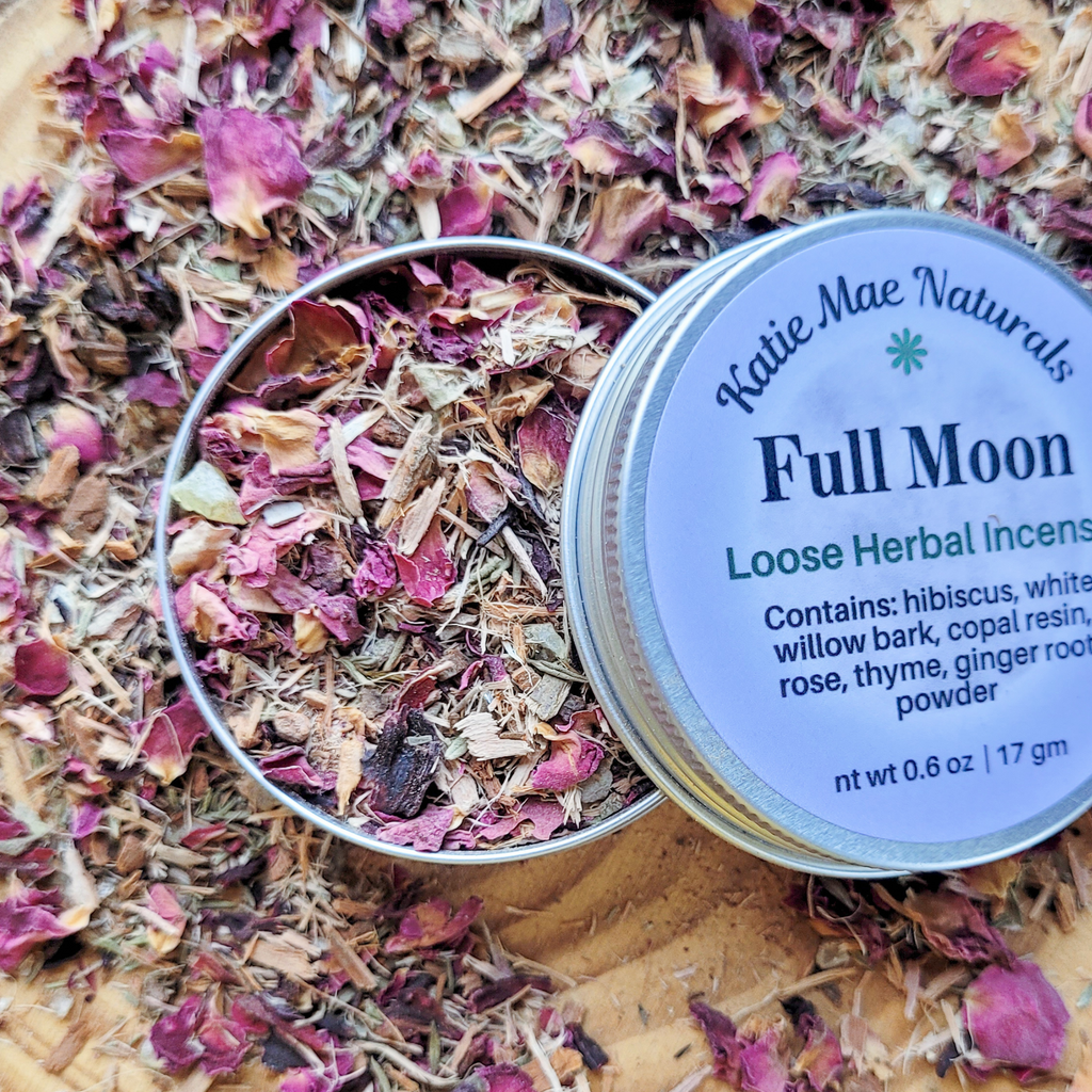 Full Moon Herbal Incense – Rose Hibiscus Copal Blend for Lunar Rituals, Intuition & Reflection