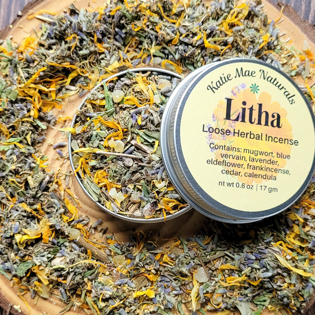 Litha Herbal Incense – Mugwort Lavender Frankincense Blend for Summer Solstice Rituals & Sun Energy