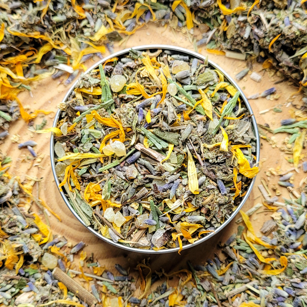 Litha Herbal Incense – Mugwort Lavender Frankincense Blend for Summer Solstice Rituals & Sun Energy