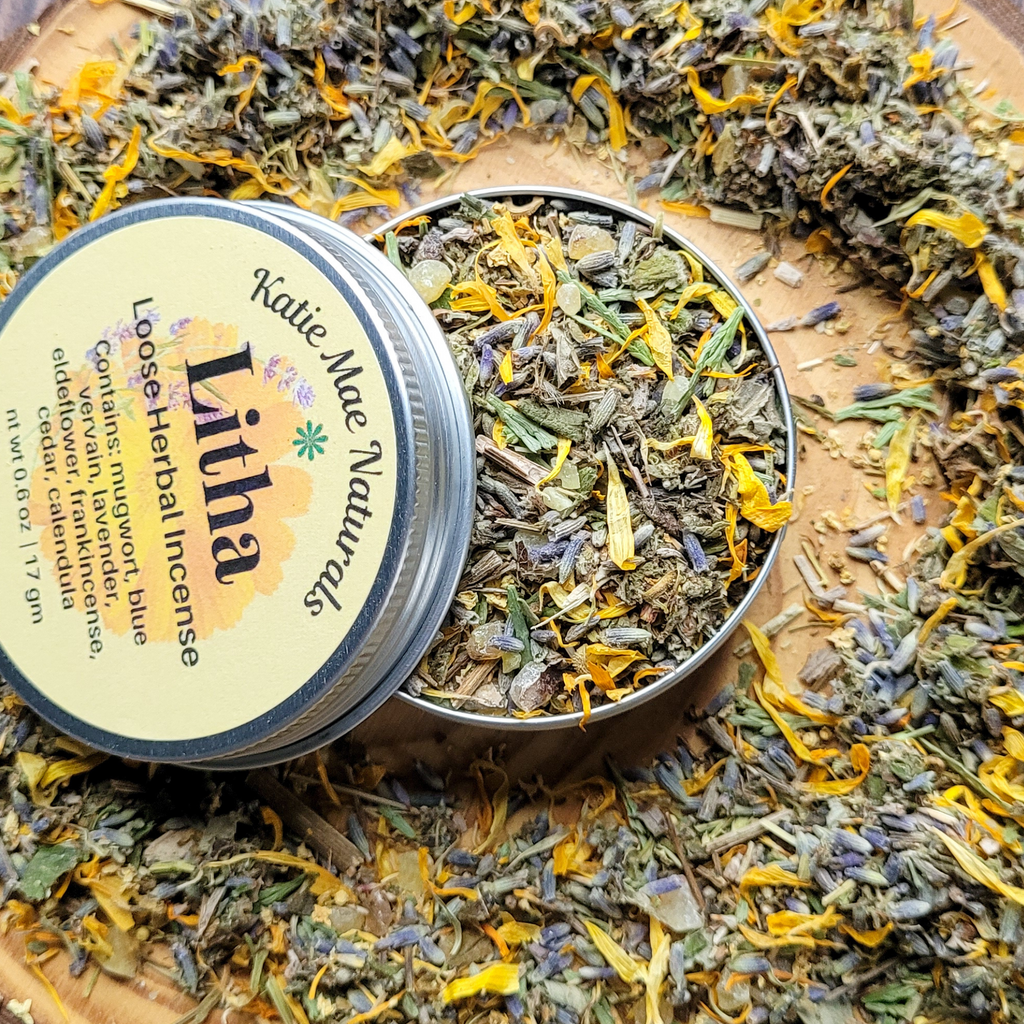 Litha Herbal Incense – Mugwort Lavender Frankincense Blend for Summer Solstice Rituals & Sun Energy