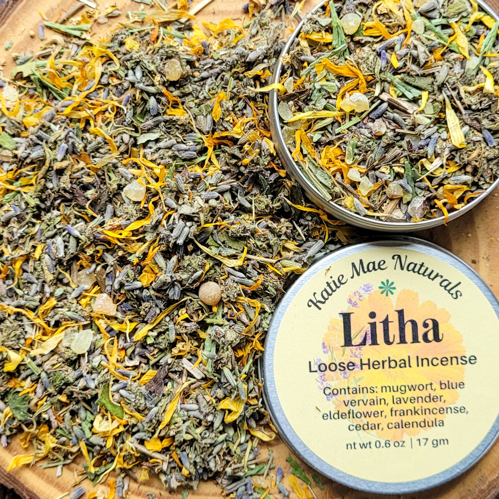 Litha Herbal Incense – Mugwort Lavender Frankincense Blend for Summer Solstice Rituals & Sun Energy
