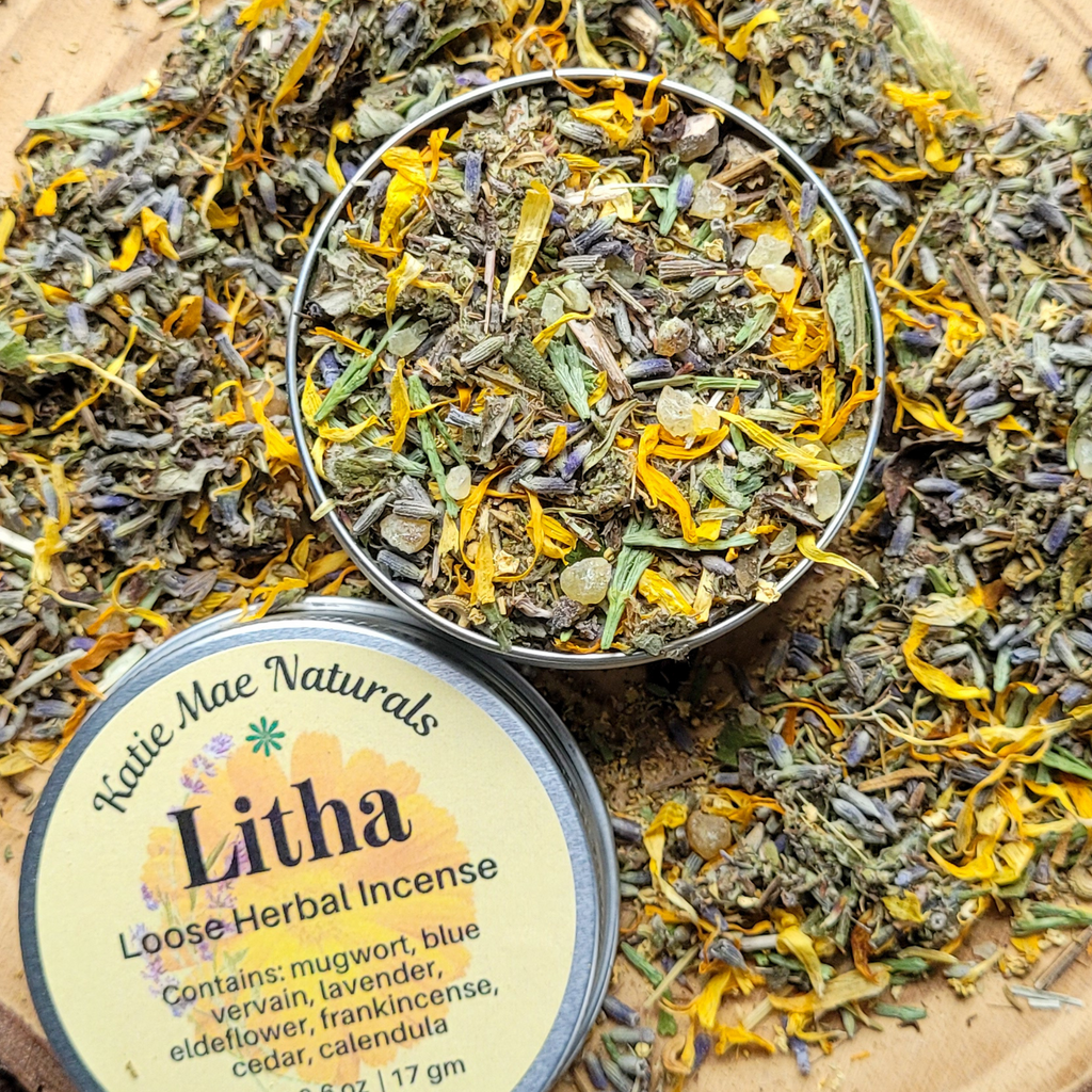 Litha Herbal Incense – Mugwort Lavender Frankincense Blend for Summer Solstice Rituals & Sun Energy