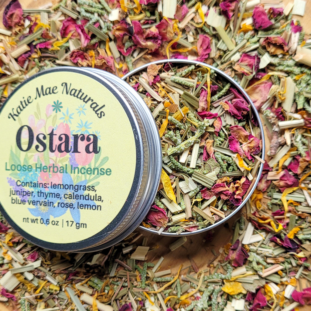 Ostara Herbal Incense – Rose Calendula Lemongrass Blend for Spring Renewal, Growth & Balance