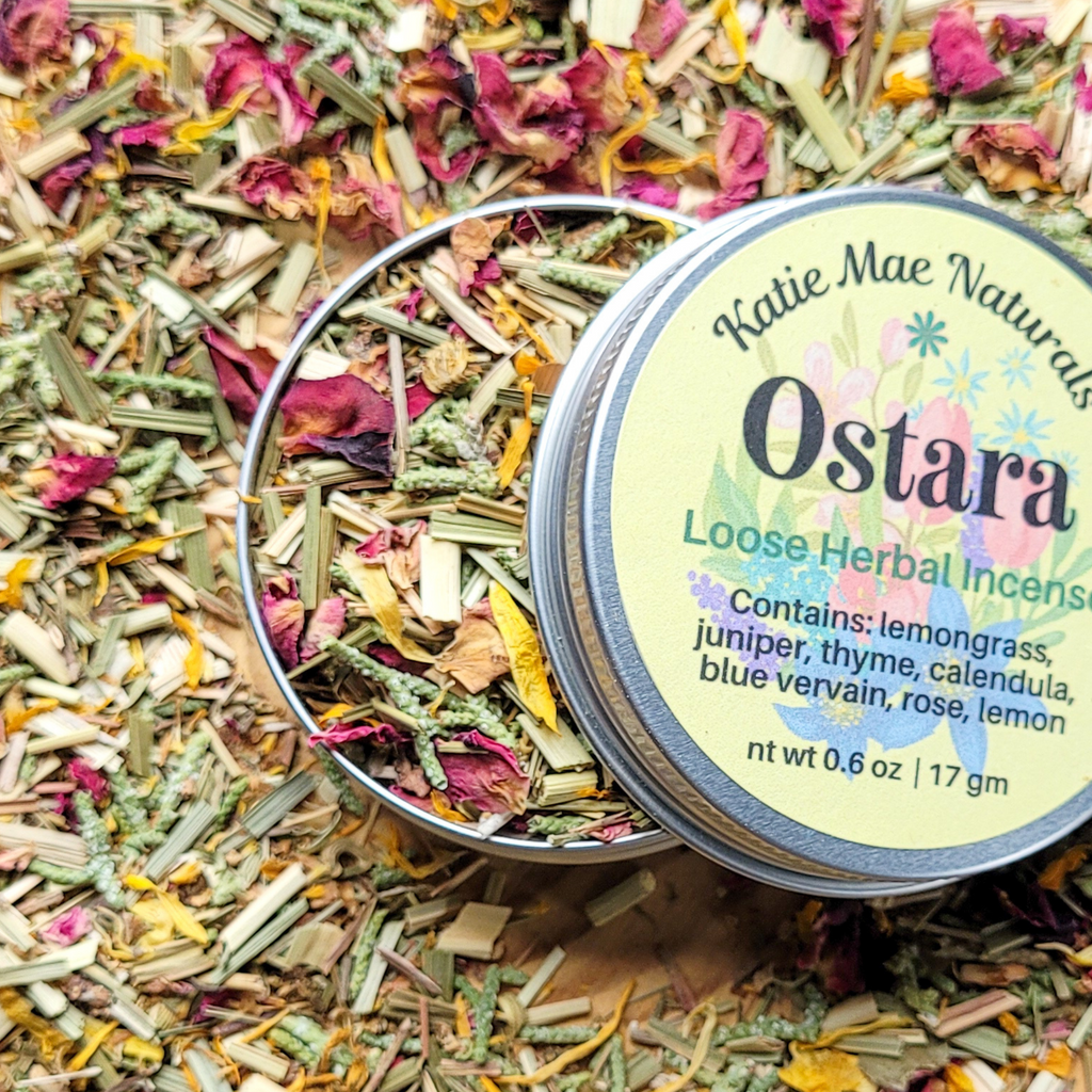 Ostara Herbal Incense – Rose Calendula Lemongrass Blend for Spring Renewal, Growth & Balance