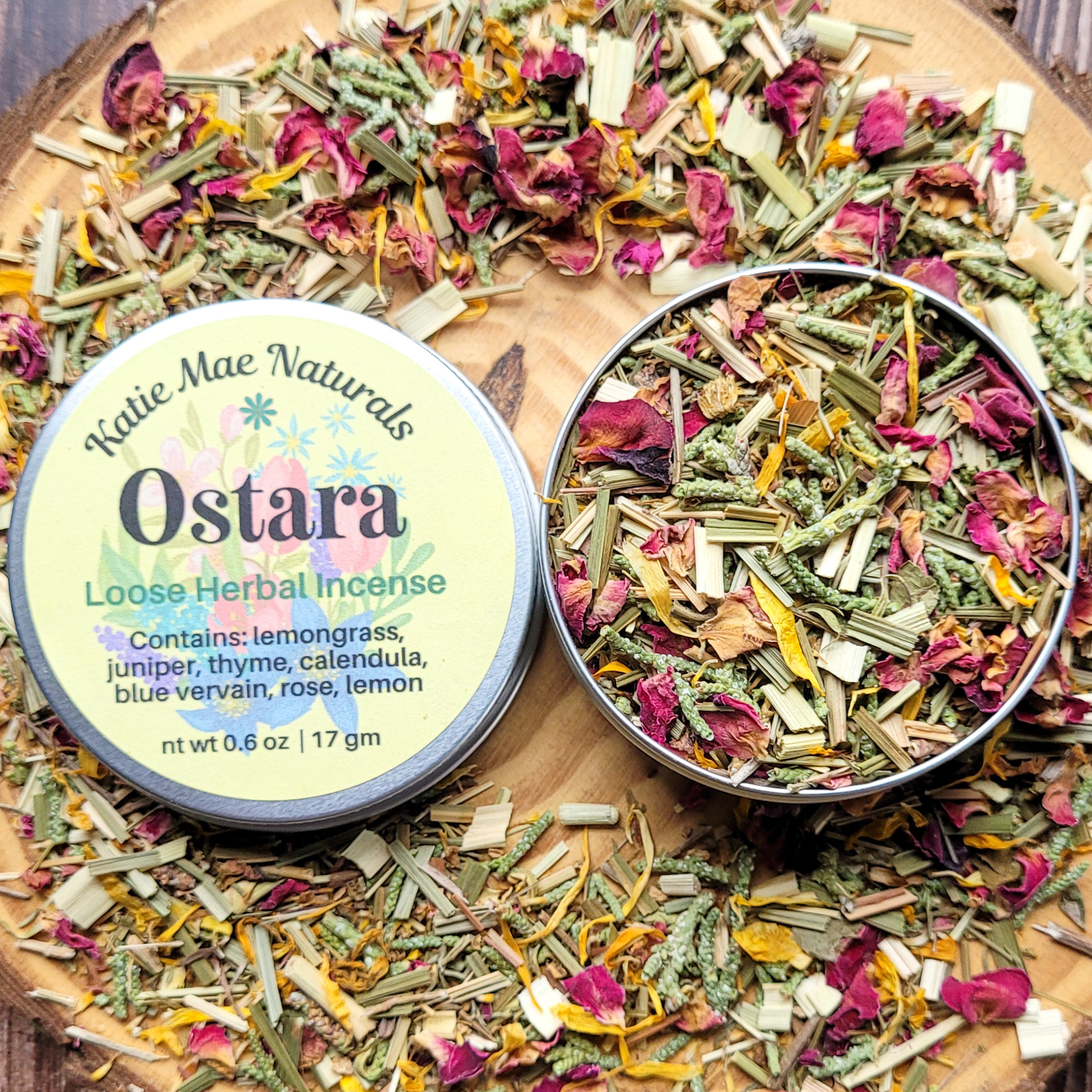 Ostara Herbal Incense – Rose Calendula Lemongrass Blend for Spring Renewal, Growth & Balance