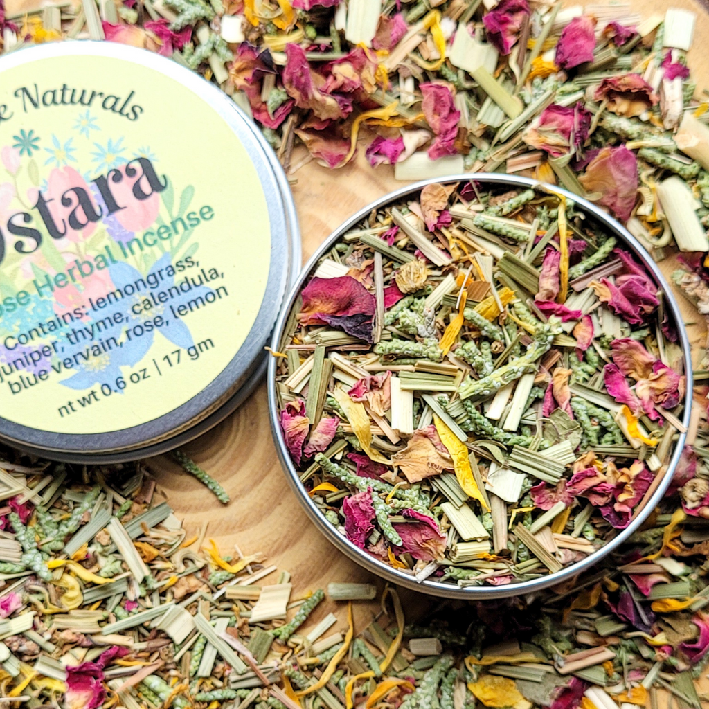 Ostara Herbal Incense – Rose Calendula Lemongrass Blend for Spring Renewal, Growth & Balance