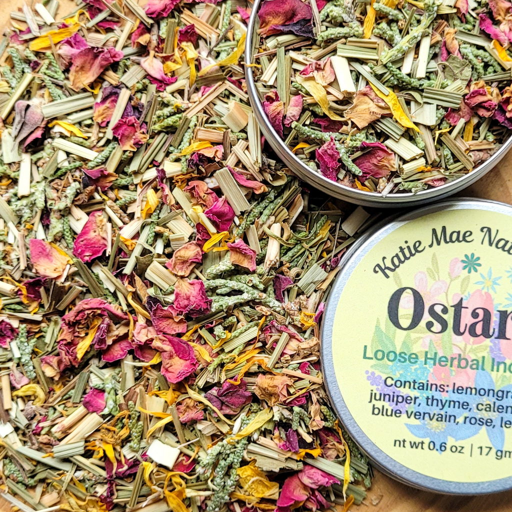 Ostara Herbal Incense – Rose Calendula Lemongrass Blend for Spring Renewal, Growth & Balance