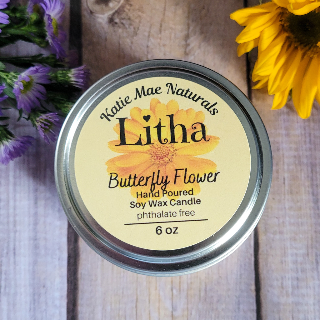 Litha Ritual Candle – Floral Summer Solstice Soy Candle for Sun Energy, Joy & Seasonal Celebration