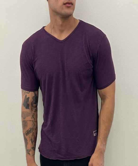 4 Corners V-neck (Plum) 100% USA COTTON