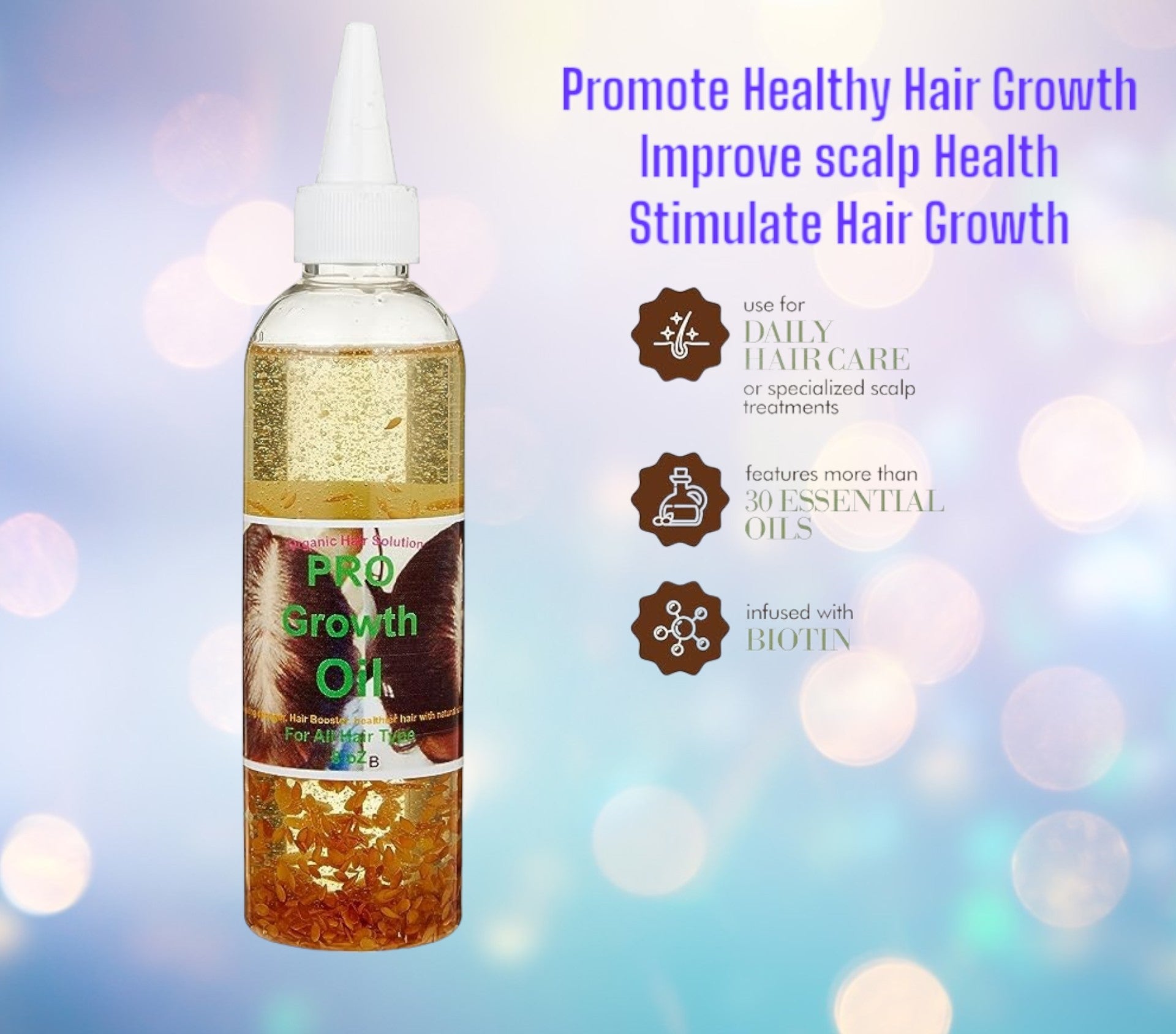 Pro Growth-Alopecia Anti-Thinning Hair Growth- With Haitian Vetiver-Jojoba Seed-Biotin- Argan-Peppermint Oil, Tea Tree Oil, Argan oil-P