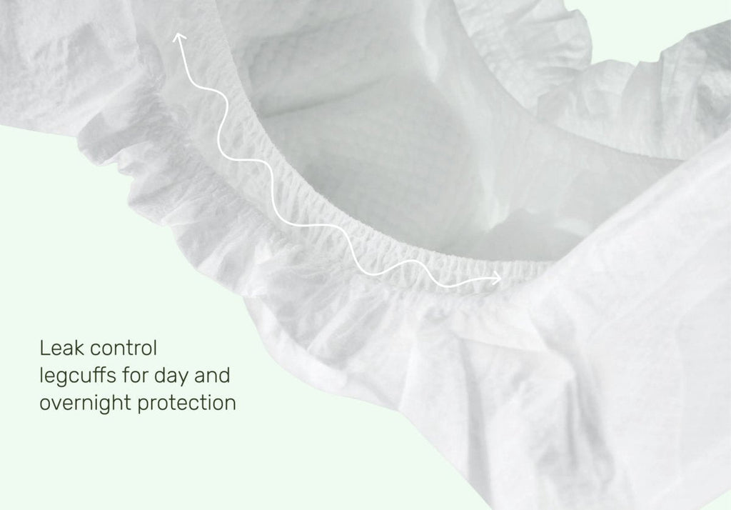 Close-up of Parasol RashShield® diaper leak-control leg cuffs with soft, flexible elastic barriers designed to help prevent leaks during daytime and overnight use while providing a secure, comfortable fit for babies with sensitive skin.