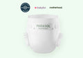Parasol RashShield® Pure White disposable baby diaper featuring a clean white design with award logos from Good Housekeeping, Babylist, and Motherhood, highlighting soft, breathable, ultra-absorbent protection for sensitive skin.