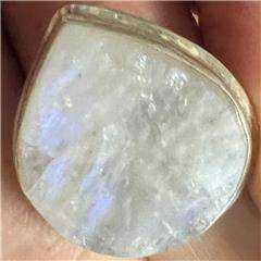 Rainbow Moonstone Ring Size 7 "Raw Drop"
