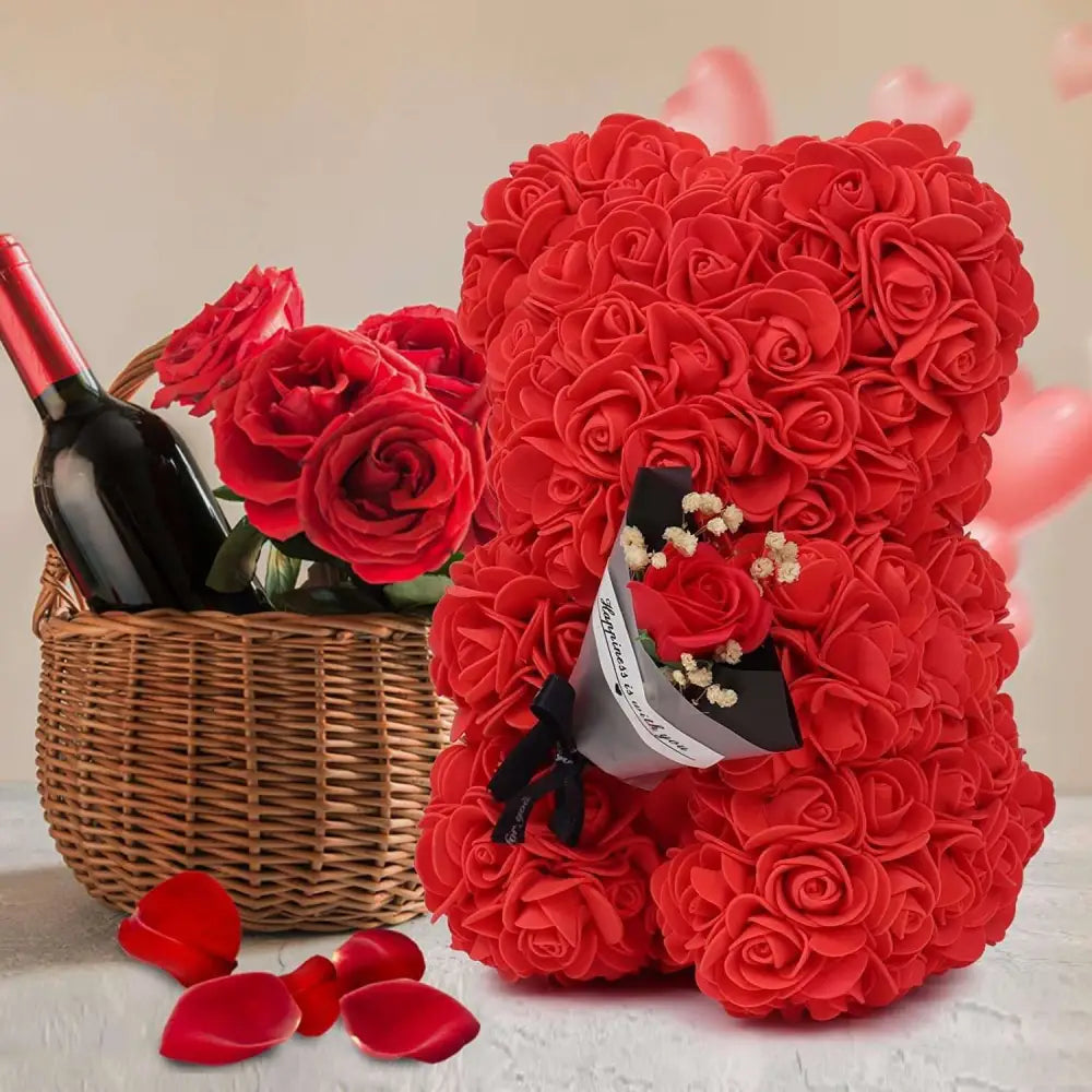 Red Rose Bear Eternal Flower Gift