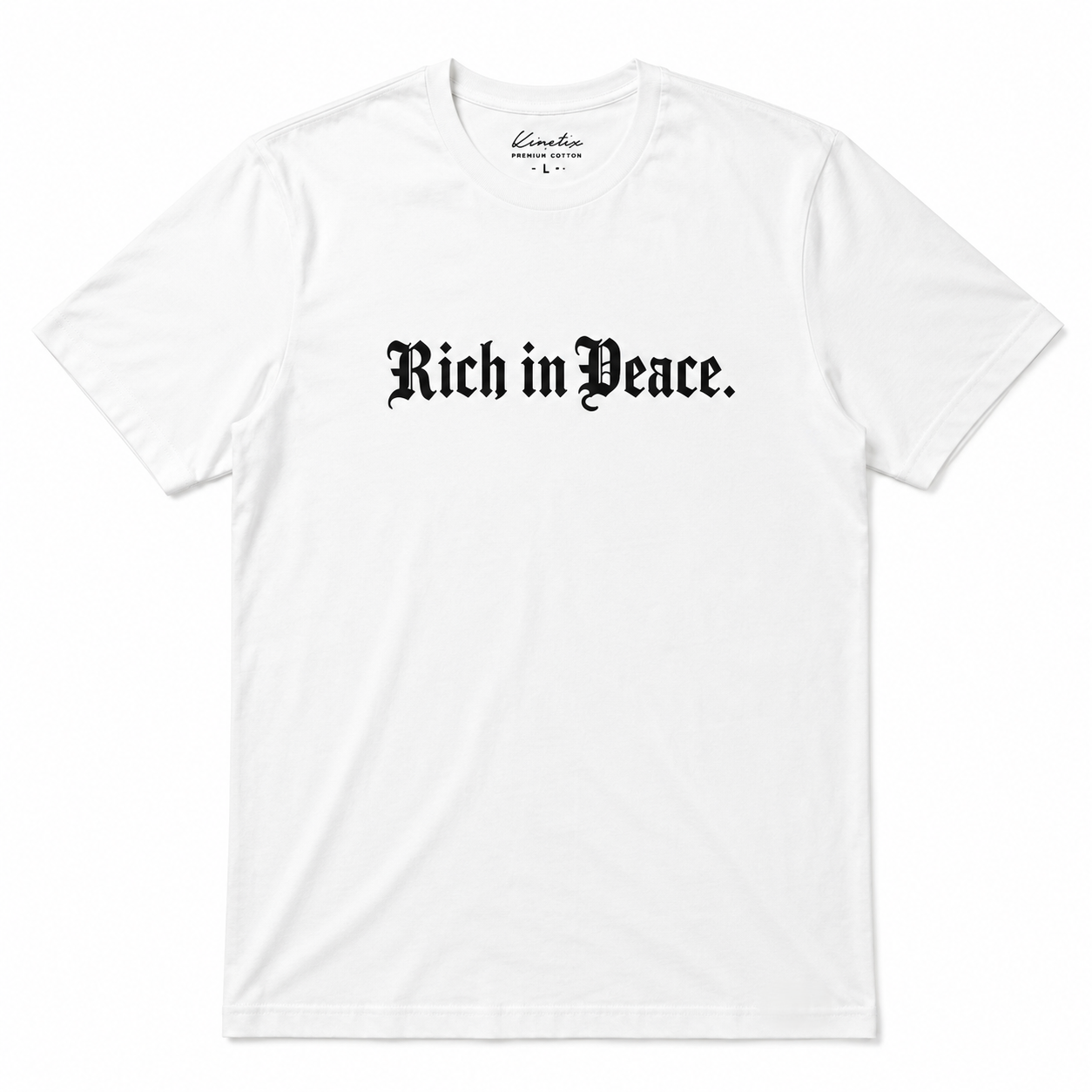 Rich in Peace Organic Tee (White with Navy print)
