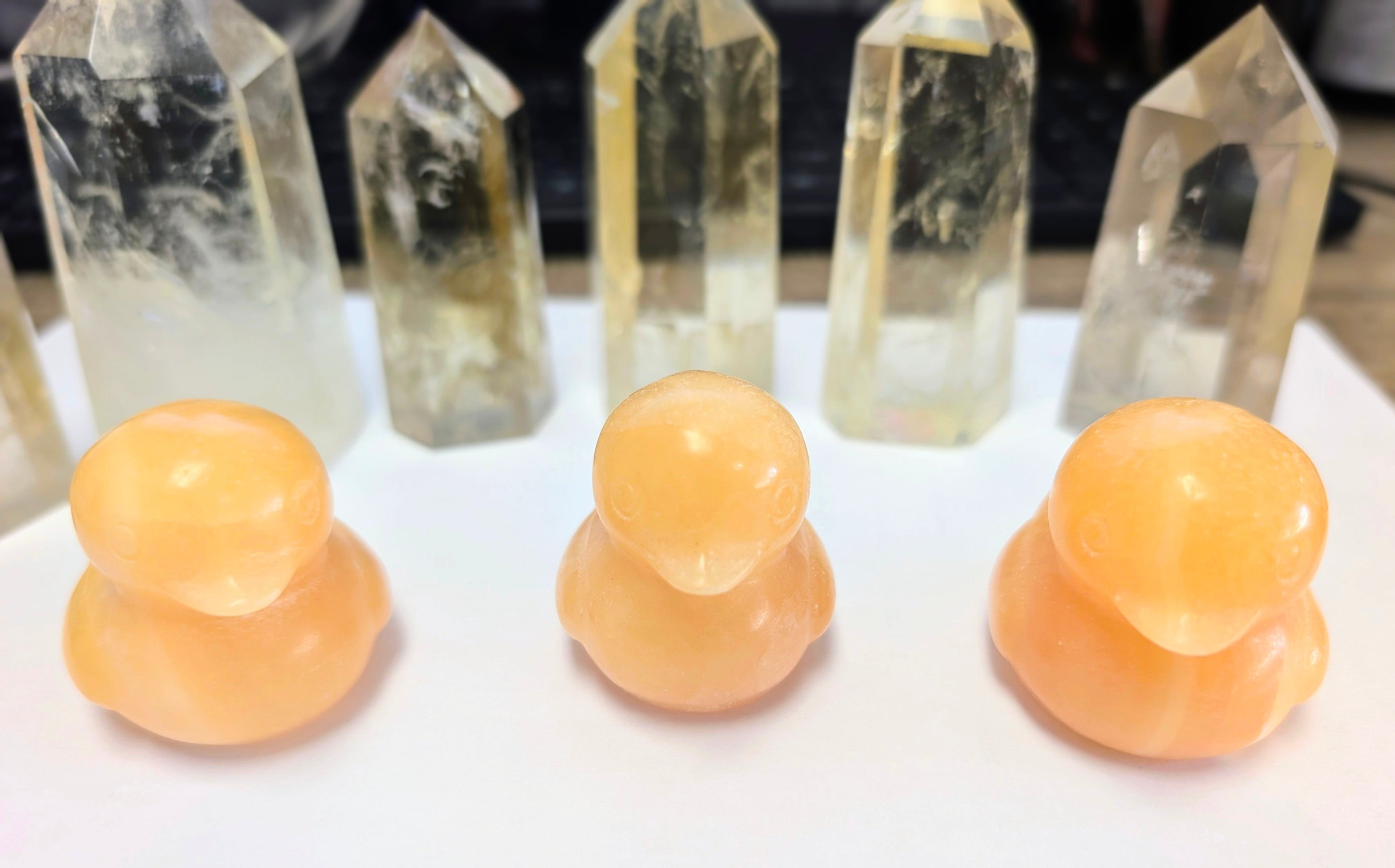 Orange Calcite Duck Carving – Joy, Creativity & Gentle Motivation