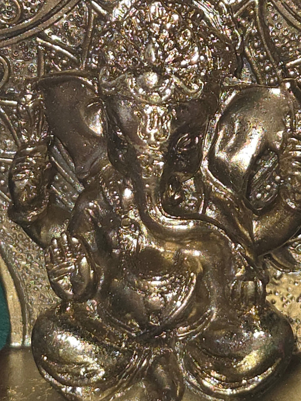 Ganesha Chakra Hand Incense Holder (5”) | Golden Hamsa with 7 Chakra Stones