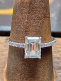 Emerald Cut Moissanite Ring – Size 9, 3.8 CT, 925 Sterling Silver, GRA Certified